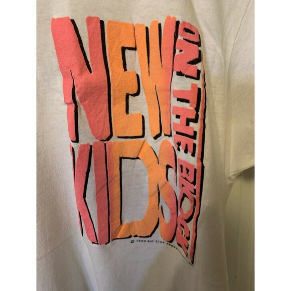 Vtg 90s NEW KIDS ON THE BLOCK Concert Band T Shirt Sz L 1989 Thin Screen Stars - Picture 3 of 9